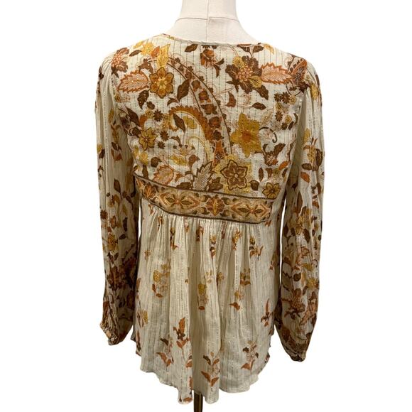Spell & The Gypsy Collective Hendrix Boho Floral Long Sleeve Peasant Top XS Fall - Picture 2 of 9